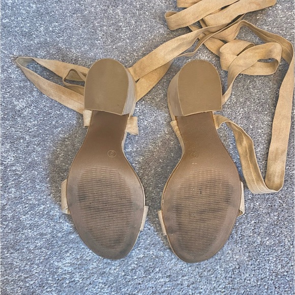 Nude Beige Wrap around Heel Sandals - Picture 7 of 7